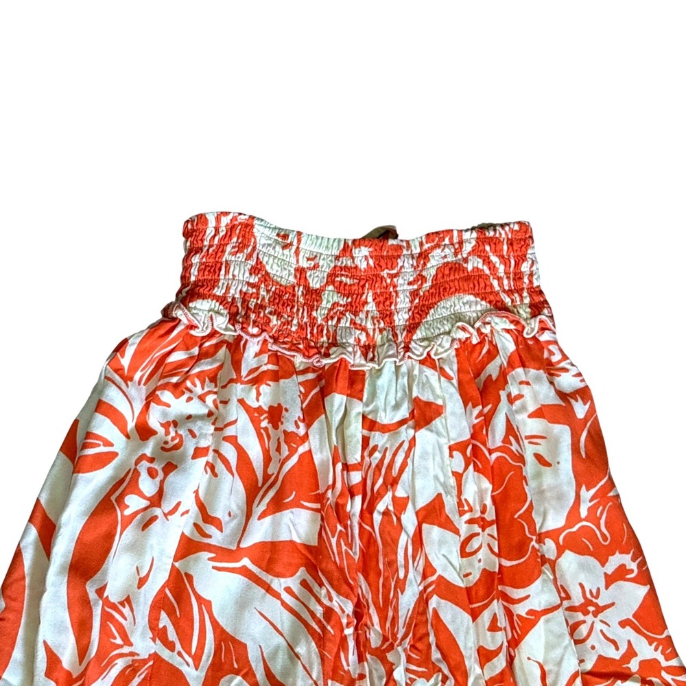 True Destinations Orange Floral Botanical Wide Leg Pants, Small, Beach Resort - Picture 5 of 9
